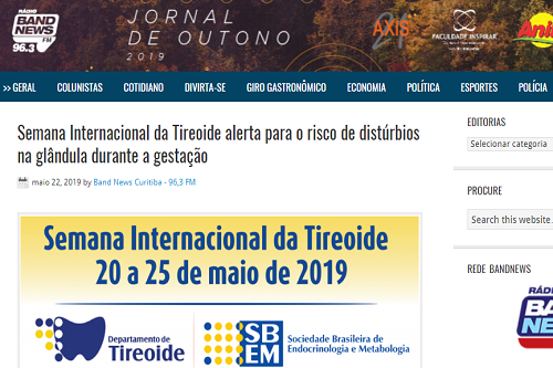 Entrevista à BandNewsFM Curitiba sobre a Semana Internacional da Tireoide