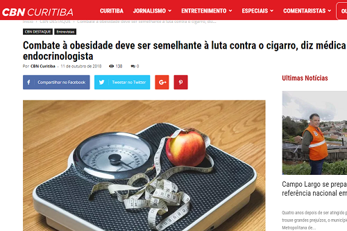CBN Curitiba fala sobre o Dia Mundial da Obesidade.
